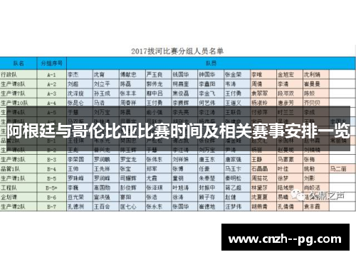阿根廷与哥伦比亚比赛时间及相关赛事安排一览